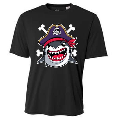 Funny Pirate Shark Crossbones Halloween Costume Cooling Performance Crew T-Shirt