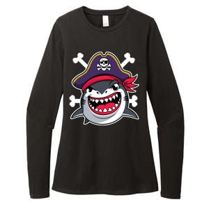 Funny Pirate Shark Crossbones Halloween Costume Womens CVC Long Sleeve Shirt