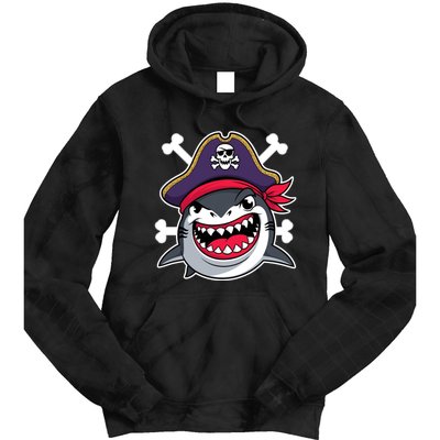 Funny Pirate Shark Crossbones Halloween Costume Tie Dye Hoodie