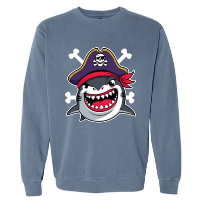 Funny Pirate Shark Crossbones Halloween Costume Garment-Dyed Sweatshirt