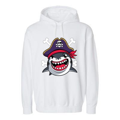 Funny Pirate Shark Crossbones Halloween Costume Garment-Dyed Fleece Hoodie