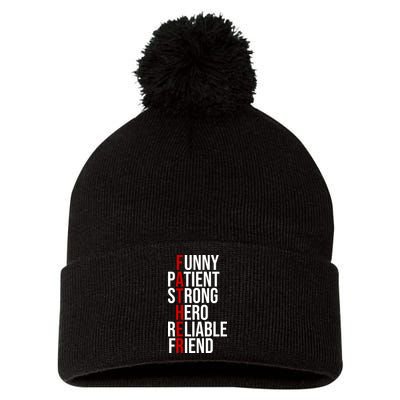 Father Patient Strong Hero Definition Dad Gift Pom Pom 12in Knit Beanie