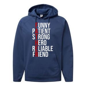 Father Patient Strong Hero Definition Dad Gift Performance Fleece Hoodie