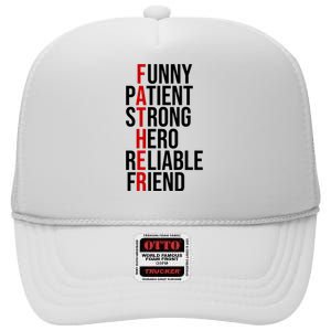 Father Patient Strong Hero Definition Dad Gift High Crown Mesh Back Trucker Hat