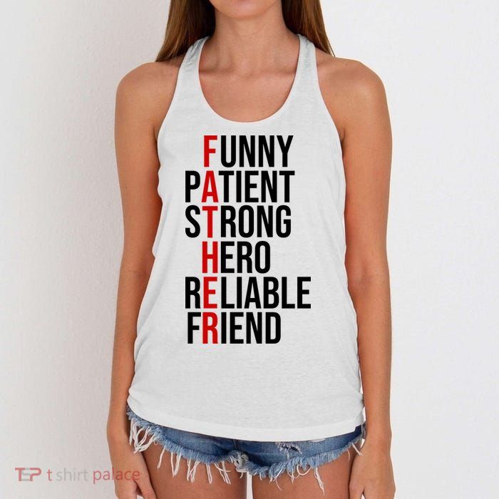 Father Patient Strong Hero Definition Dad Gift Women's Knotted Racerback Tank