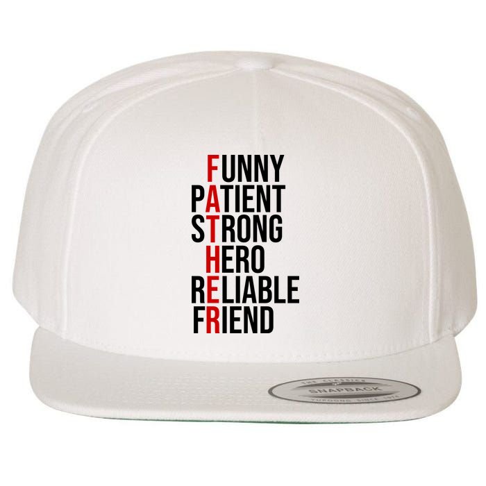 Father Patient Strong Hero Definition Dad Gift Wool Snapback Cap
