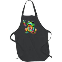 Frog Peace Sign Tie Dye Hippie Full-Length Apron With Pockets