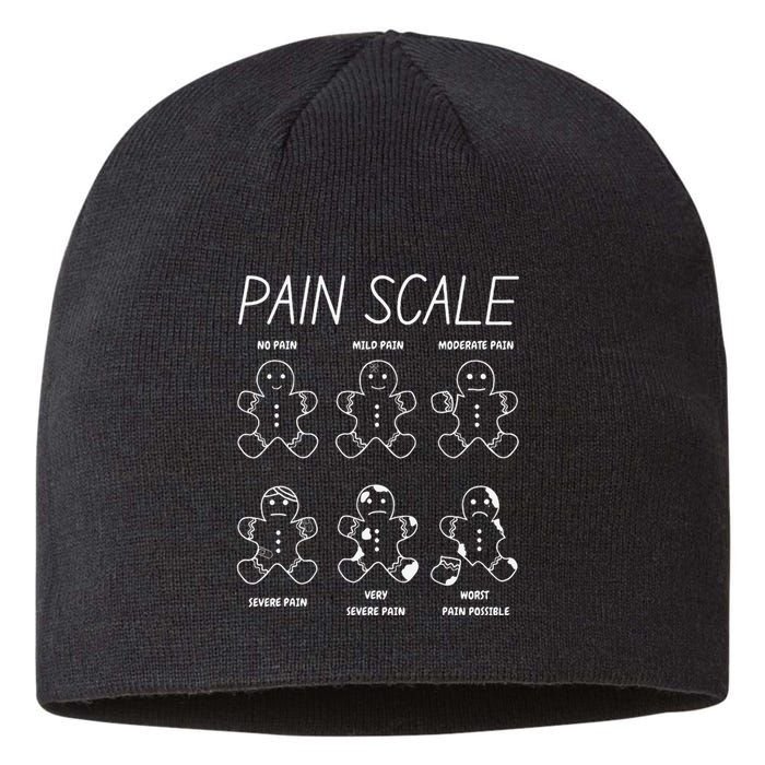 Funny Pain Scale Gingerbread Rn Trauma Nurse Merry Christmas Sustainable Beanie