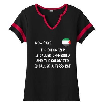 Free Palestine: Support Middle East Peace Ladies Halftime Notch Neck Tee