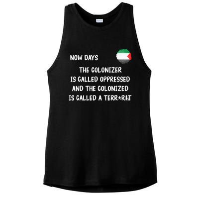 Free Palestine: Support Middle East Peace Ladies PosiCharge Tri-Blend Wicking Tank