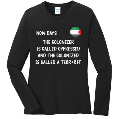 Free Palestine: Support Middle East Peace Ladies Long Sleeve Shirt