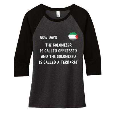 Free Palestine: Support Middle East Peace Women's Tri-Blend 3/4-Sleeve Raglan Shirt