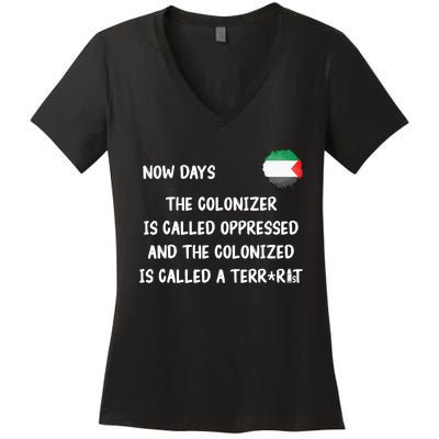 Free Palestine: Support Middle East Peace Women's V-Neck T-Shirt