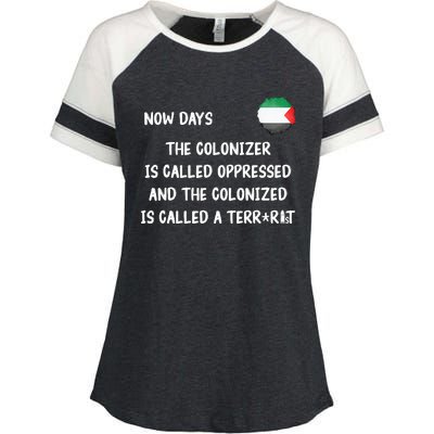 Free Palestine: Support Middle East Peace Enza Ladies Jersey Colorblock Tee