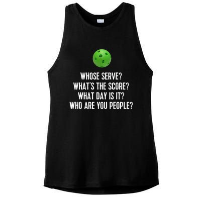 Funny Pickleball Shirt Whose Serve League Pickleball Team TShirt Ladies PosiCharge Tri-Blend Wicking Tank