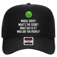 Funny Pickleball Shirt Whose Serve League Pickleball Team TShirt High Crown Mesh Back Trucker Hat