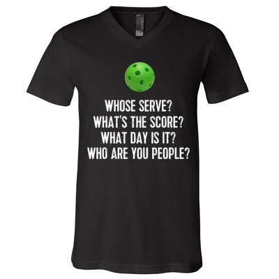 Funny Pickleball Shirt Whose Serve League Pickleball Team TShirt V-Neck T-Shirt