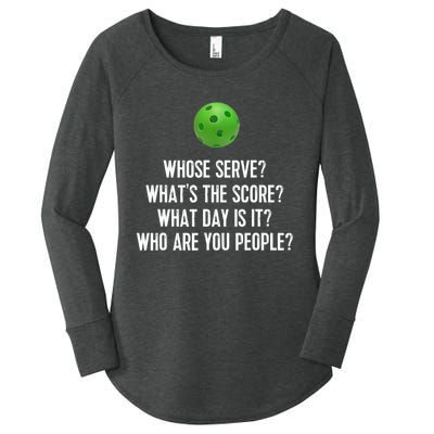 Funny Pickleball Shirt Whose Serve League Pickleball Team TShirt Women's Perfect Tri Tunic Long Sleeve Shirt