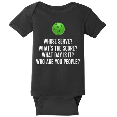 Funny Pickleball Shirt Whose Serve League Pickleball Team TShirt Baby Bodysuit