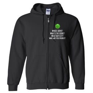 Funny Pickleball Shirt Whose Serve League Pickleball Team TShirt Full Zip Hoodie