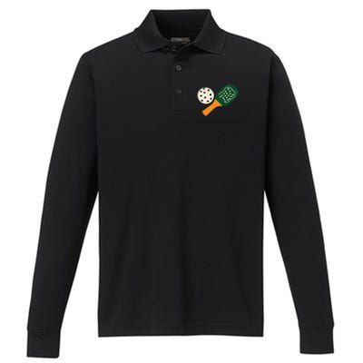 Funny Pickleball Stay Out Of The Kitchen Performance Long Sleeve Polo