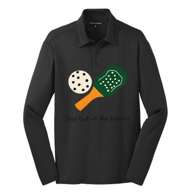 Funny Pickleball Stay Out Of The Kitchen Silk Touch Performance Long Sleeve Polo