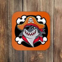 Funny Pirate Shark Crossbones Halloween Coaster