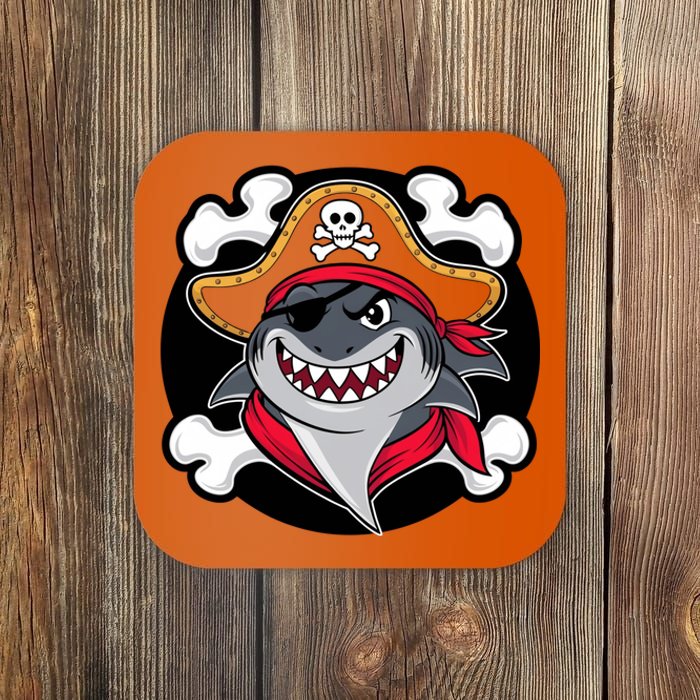 Funny Pirate Shark Crossbones Halloween Coaster