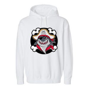 Funny Pirate Shark Crossbones Halloween Garment-Dyed Fleece Hoodie