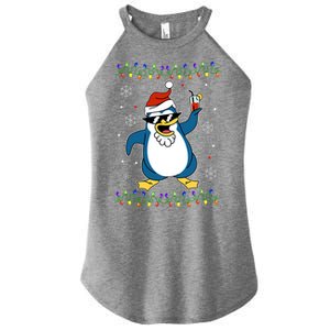 Funny Penguin Santa Hat Xfunny Giftmas Pajama Funny Christmas Penguin Gift Women's Perfect Tri Rocker Tank