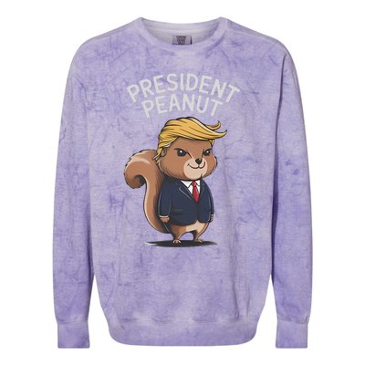 Funny Peanut Squirrel With Trump Hair Justice For Peanut Colorblast Crewneck Sweatshirt