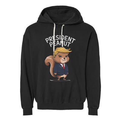 Funny Peanut Squirrel With Trump Hair Justice For Peanut Garment-Dyed Fleece Hoodie