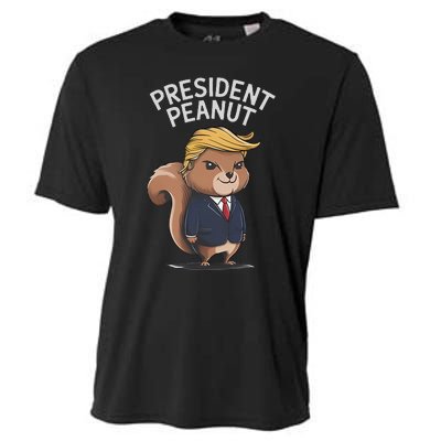 Funny Peanut Squirrel With Trump Hair Justice For Peanut Cooling Performance Crew T-Shirt