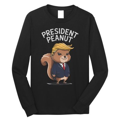 Funny Peanut Squirrel With Trump Hair Justice For Peanut Long Sleeve Shirt