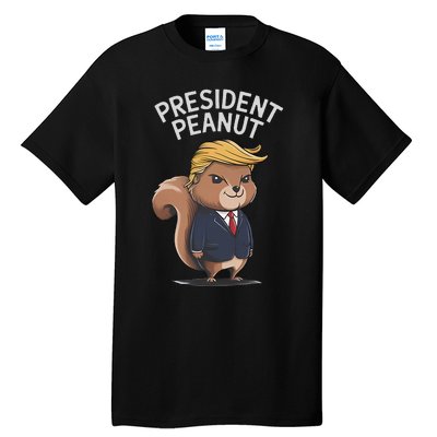 Funny Peanut Squirrel With Trump Hair Justice For Peanut Tall T-Shirt