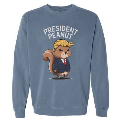 Funny Peanut Squirrel With Trump Hair Justice For Peanut Garment-Dyed Sweatshirt