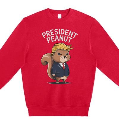 Funny Peanut Squirrel With Trump Hair Justice For Peanut Premium Crewneck Sweatshirt