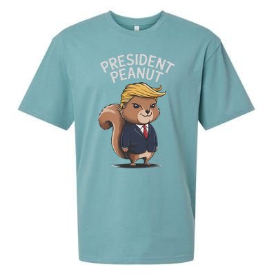 Funny Peanut Squirrel With Trump Hair Justice For Peanut Sueded Cloud Jersey T-Shirt