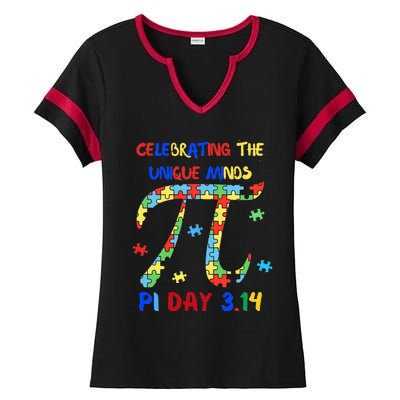 Funny Pi Symbol Design for Autism Awareness - Pi Day Autism Ladies Halftime Notch Neck Tee