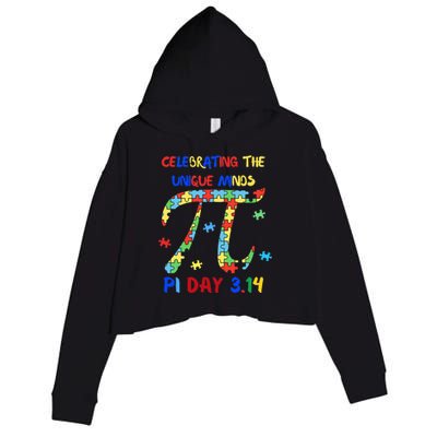 Funny Pi Symbol Design for Autism Awareness - Pi Day Autism Crop Fleece Hoodie