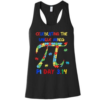 Funny Pi Symbol Design for Autism Awareness - Pi Day Autism Women's Racerback Tank