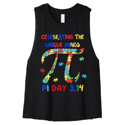 Funny Pi Symbol Design for Autism Awareness - Pi Day Autism Women's Racerback Cropped Tank