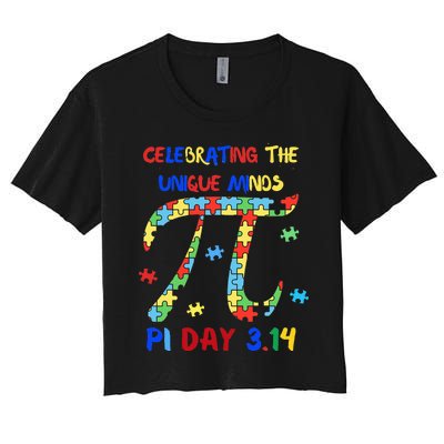 Funny Pi Symbol Design for Autism Awareness - Pi Day Autism Women's Crop Top Tee