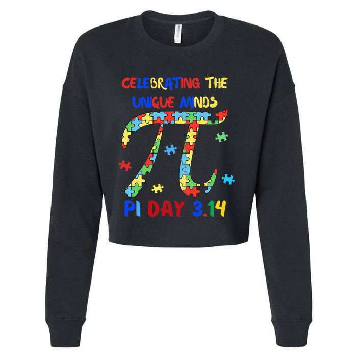 Funny Pi Symbol Design for Autism Awareness - Pi Day Autism Cropped Pullover Crew