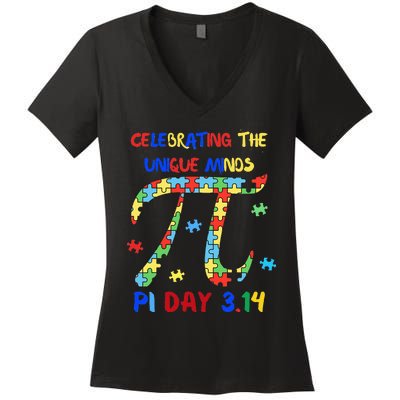 Funny Pi Symbol Design for Autism Awareness - Pi Day Autism Women's V-Neck T-Shirt