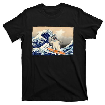 Funny Pug Surfing Pug Humor Funny Dog Pug Owner Pug T-Shirt