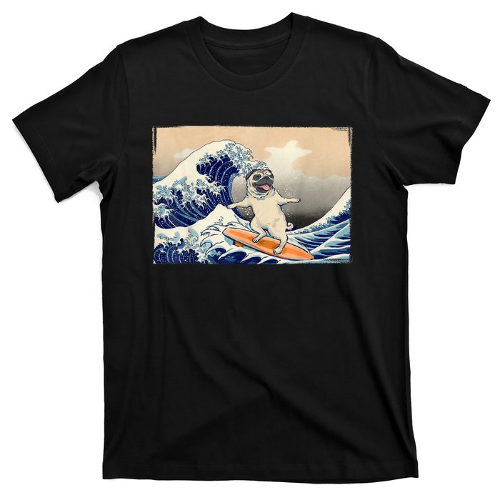 Funny Pug Surfing Pug Humor Funny Dog Pug Owner Pug T-Shirt