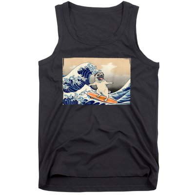 Funny Pug Surfing Pug Humor Funny Dog Pug Owner Pug Tank Top