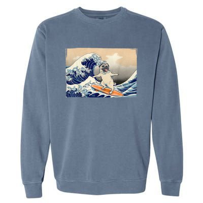 Funny Pug Surfing Pug Humor Funny Dog Pug Owner Pug Garment-Dyed Sweatshirt