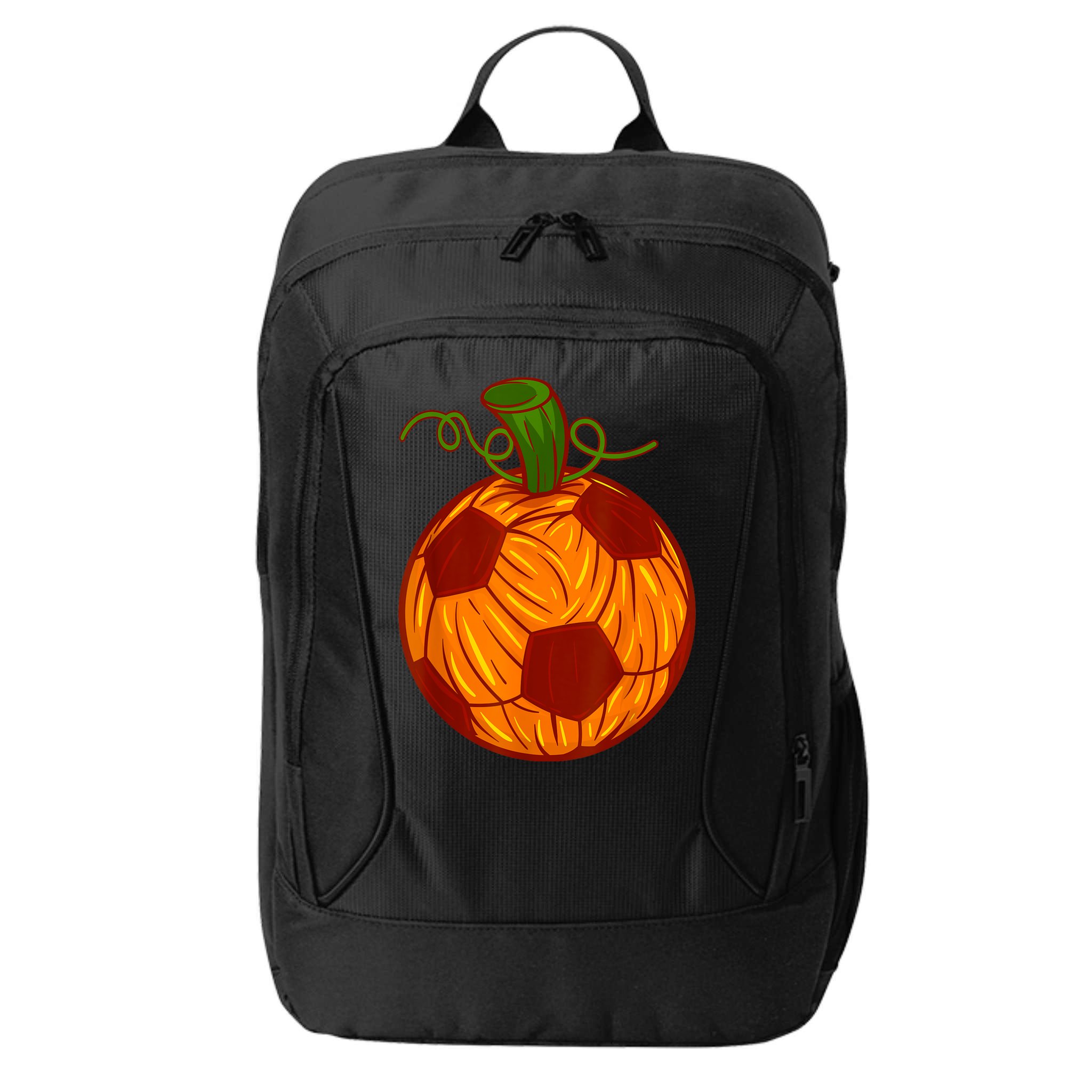 Funny Pumpkin Soccer Ball Halloween City Backpack